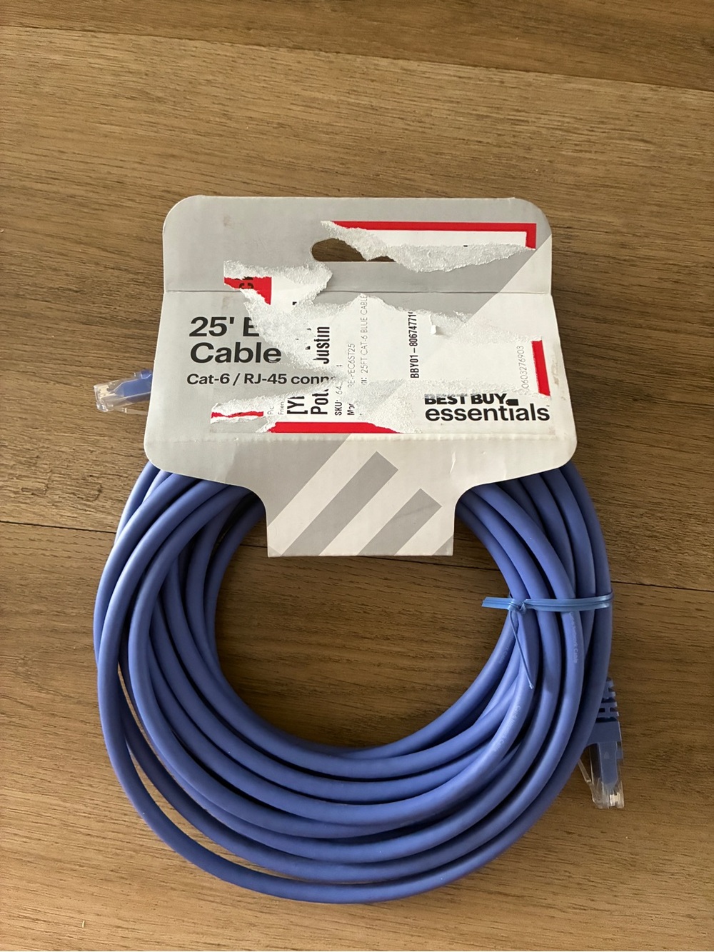 Best Buy Essentials 25 ft Cat6 Ethernet Cable RJ45 Blue High-Speed Internet